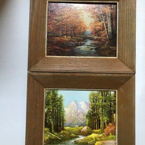Two fine art prints with wood frames landscape wall hanging wall decor fa